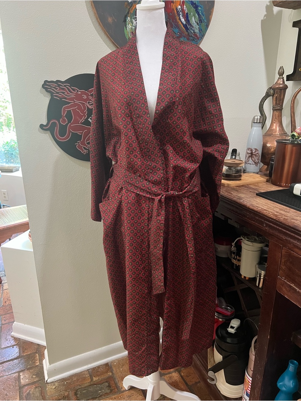Vintage Stanford Court Hotel San Francisco Spa Robe Burgundy Belted
